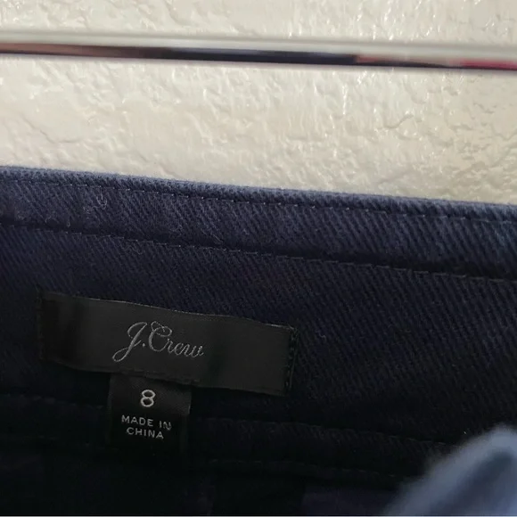 J. Crew Patch Pocket Wide Leg Dark Blue Trousers Stretch Twill Pants High Waist - Picture 7 of 9